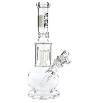 Medicali Glass 10 Inch Micro 8 Tree Bubble Base Ice Bong - Black - Side View 1