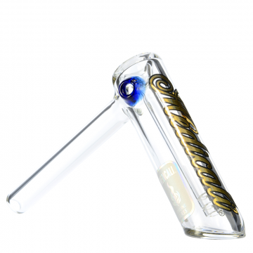 Medicali Glass - Medium Bubbler Hand Pipe - Gold Script Label - Right Side view