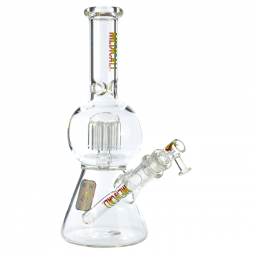 Medicali Glass 10 Inch Micro 8 Tree Bubble Beaker Ice Bong - Rasta - Side View 1