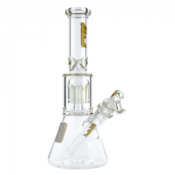 Medicali Glass 10 Inch Micro 8 Tree Beaker Ice Bong - Rasta Script - Side View 1