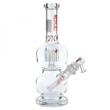 Medicali Glass 10 Inch Micro 8 Tree Double Bubble Ice Bong - Red- Side View 1