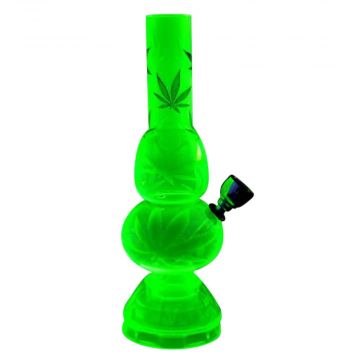 Mini Acrylic Double Bubble Water Pipe with Built-in Grinder Base | Side view