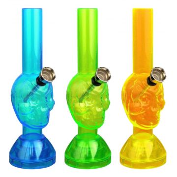 Mini Acrylic Skull Water Pipe with Built-in Grinder Base