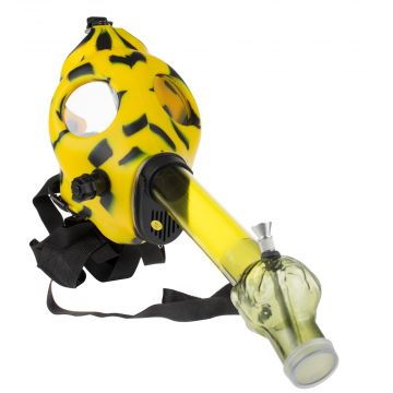 Silicone Gas Mask Bong with Acrylic Tube | Yellow Black