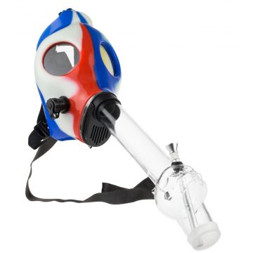 Silicone Gas Mask Bong with Acrylic Tube | Red White Blue 