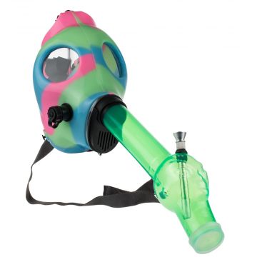 Silicone Gas Mask Bong with Acrylic Tube | Light Blue Pink Green