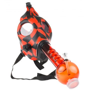 Silicone Gas Mask Bong with Acrylic Tube | Red Black
