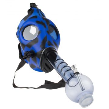 Silicone Gas Mask Bong with Acrylic Tube | Blue Black