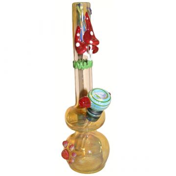 Glass Mini Bubbler - Gold Fumed with Color Artwork