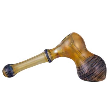 Glass Hammer Bubbler - Fumed with Color Wrap - Blue