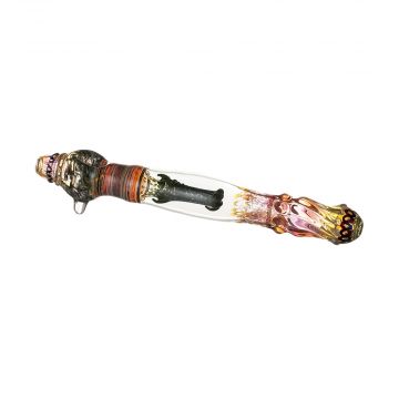 Glass Steamroller Pipe – Fumed with Color Work and Dragon Head 