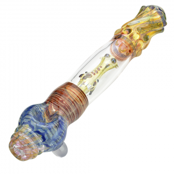 Glass Steamroller Pipe with Fumed Color Work and Dragon Head - Side view 1