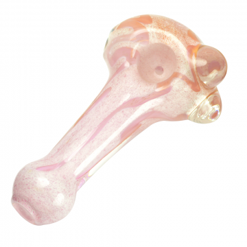 Inside Out Spoon Pipe with Silver Fume | Pink Frit - Side view 1