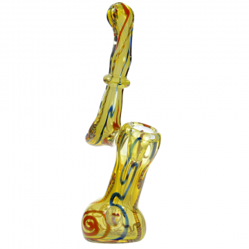 Glass Sherlock Bubbler - Inside Out Color & Color Cane with Mushroom Marble - Side view 1