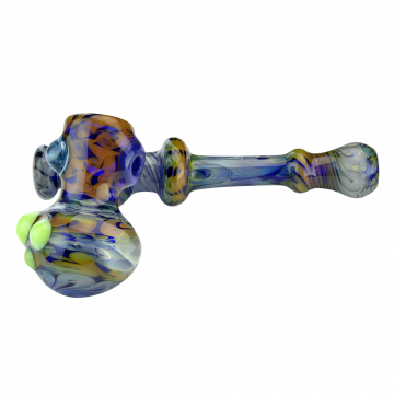 Glass Sidecar Bubbler - Fumed Cobalt Glass with Color Carb and Marbles