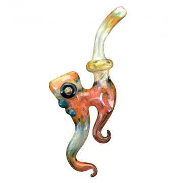 Glass Mini Sherlock Pipe - Fumed Glass with Colored Marbles