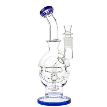 Glasscity Faberge Egg Bong with Showerhead Perc | Blue - Side View 1