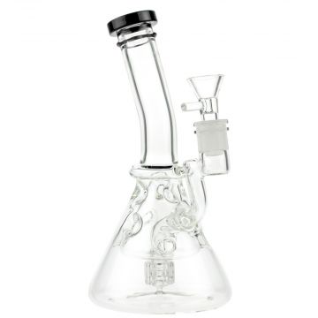 Glasscity Swiss Egg Beaker Bong with Slitted Drum Perc | Black - Side View 1