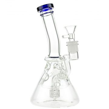 Glasscity Swiss Egg Beaker Bong with Slitted Drum Perc | Blue - Side View 1