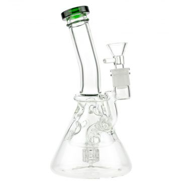 Glasscity Swiss Egg Beaker Bong with Slitted Drum Perc | Green - Side View 1