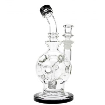 Glasscity Swiss Egg Bong with Slitted Drum Perc | Black - Side View 1