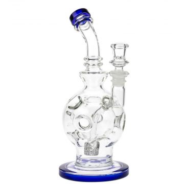 Glasscity Swiss Egg Bong with Slitted Drum Perc | Blue - Side View 1