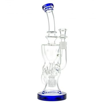 Glasscity Double Chamber Swiss Egg Bong with Drum Perc | Blue - Side View 1