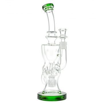 Glasscity Double Chamber Swiss Egg Bong with Drum Perc | Green - Side View 1