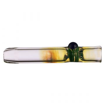 Glass Taster Pipe - Fumed with Color Wrap and Clear Marble - Green