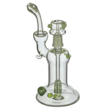 Glass Vapor Bubbler With Slyme Marbles and Built-in Downstem