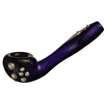 Glass Sherlock Hand Pipe - Cobalt Blue Glass with Color Marbles