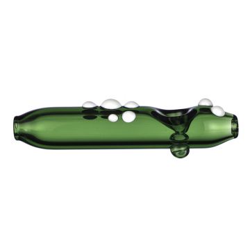 Steamroller Pipe - Green Glass with White Marbles