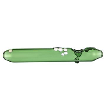 Steamroller Pipe - Green Glass with White Marbles - 10 Inch