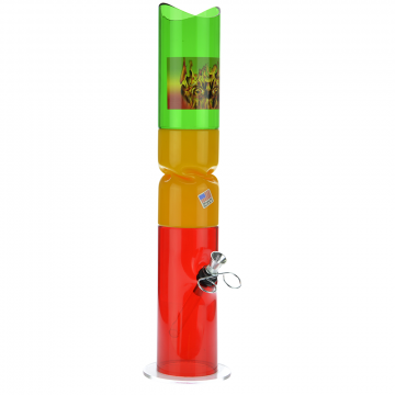 Acrylic Straight Rasta Ice Bong with Twisted Tube - Side view 1