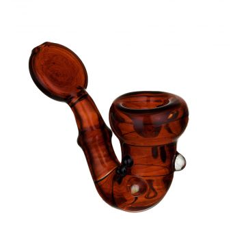 Glass Sherlock Hand Pipe – Red with Disc Mouthpiece