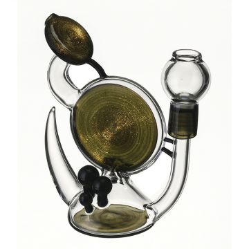 Heady Glass Double Disc Vapor Bubbler – Gold Sparkle