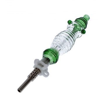 Colored Glass Nectar Collector with Titanium Nail | Green - With Keck Clip