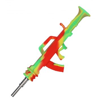 Silicone AK47 Nectar Collector | 14.5mm | Rasta - Assembled 