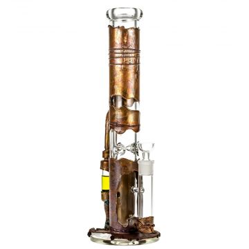 Black Leaf Archimedes Reactor Straight Ice Bong with Copper Coating - Side View 1