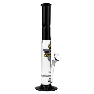 Black Leaf - HoneyComb Perc Stemless Glass Bong With Dome Perc - Black - Side View 1