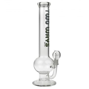 Black Leaf - Two Ways Stemless Bubble Base Glass Vapor Bong - Side View 1