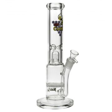 Black Leaf HoneyComb Perc Stemless Glass Tube | 35 cm - Side View 1