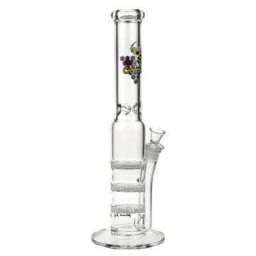 Black Leaf - Multi-Level HoneyComb Perc Stemless Glass Tube - 41cm - Side View 1