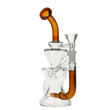 Blaze Glass Stemless Recycler Bubbler with Inline Diffuser | Amber - Side View 1