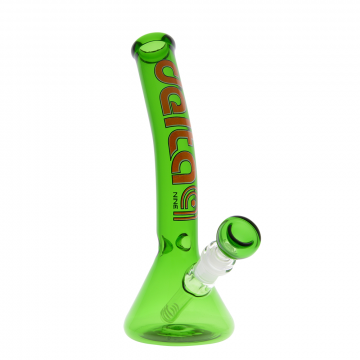 Delta 9 Glass - Bent Green Beaker Bong - Orange Logo