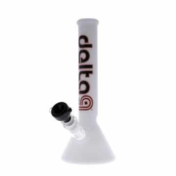 Delta 9 Glass - Straight White Beaker Bong - Black