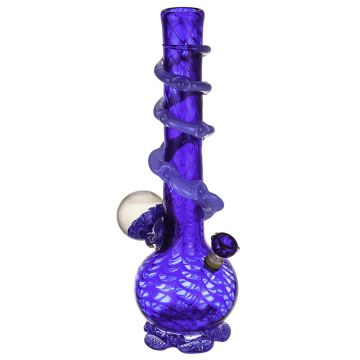 Noble Glass Large Blue Glass Bong with Wrap and Marble 