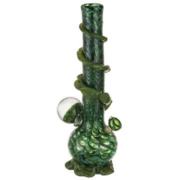 Noble Glass Large Green Glass Bong with Wrap and Marble