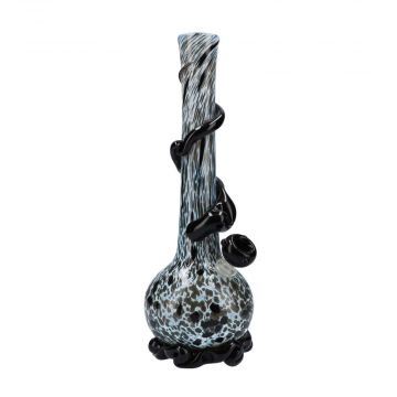 Noble Glass Black and Grey Glass Bong with Black Wrap | 14 Inch - Side View 1