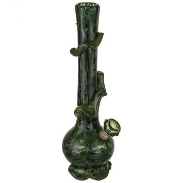 Noble Glass 14 Inch Tall Green Glass Bong with Green Wrap and Foot